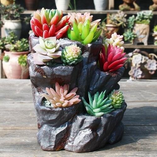 Pastoral Ceramic Flower Pot Succulent Plant Adornments Outdoor Landscape Ornaments Crafts Garden Villa Furnishing Accessories