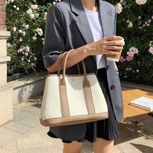 Casual Thick Canvas Women Handbags Designer Brands Panelled Shoulder Bags Luxury Crossbody Bag Large Capacity Tote Shopper 2021