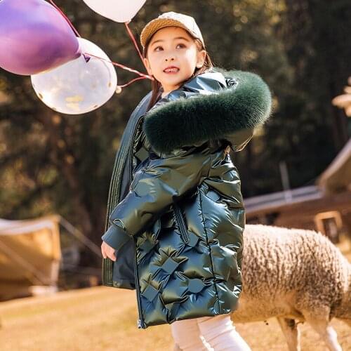 Girls Down Jacket Real Fur Collar 30 Degrees Russian 2020 Winter Children Down Coat 90% Duck Fur Inside Warm Fashion Outfits