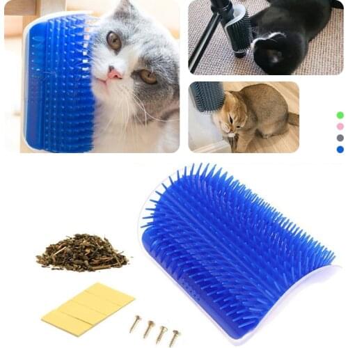 For Cats Brush Corner Cat Massage Pet Products Self Groomer HairShedding Comb Cat Rubs the Face with a Tickling Comb with catnip