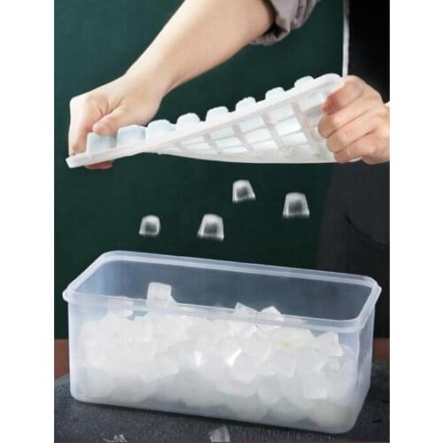 Silicone ice lattice ice box mold household creative ice making quick freezing cold drink ice lattice with cover ice cube tray