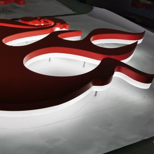 Customized Side Lit Chicken Led Letter Sign Stainless Steel Back Halo Lighting Letters