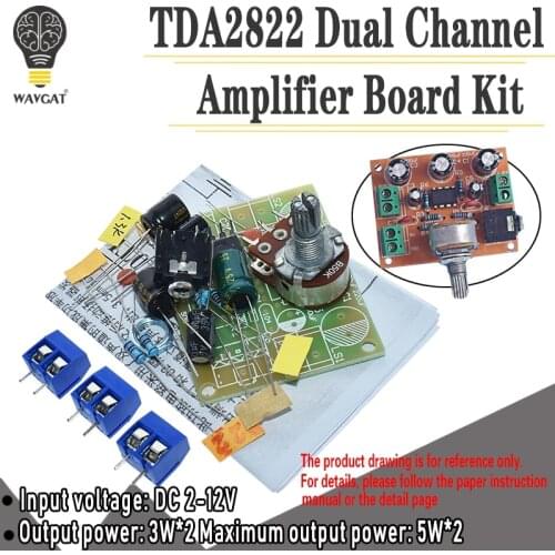 TDA2822 TDA2822M 5W*2 Amplifier Board 1.8-12V 2.0 Channel Stereo Mini AUX Audio Amplifier Module AMP with 50K Ohm Potentiometer