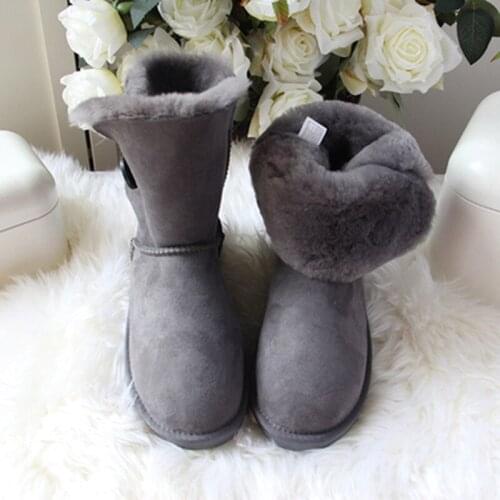 High Quality Classic China Brands 2020 Woman Snow Boots Sheepskin Leather Snow Boots Natural Fur Warm Wool Winter Womens Boots