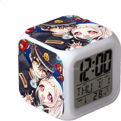 Funny LED Alarm Clock Flashing Colorful Touch Lights Flashing Toilet-Bound Hanako-kun Anime figures Toys For Kids Dropshipping