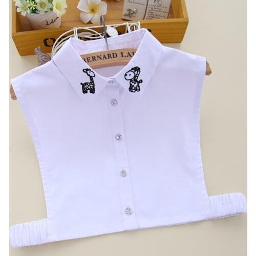 2020 Embroidery Fake Collar Women Shirt Detachable Collars White False Collar Lapel Woman Removable Half Shirt Blouse Tops