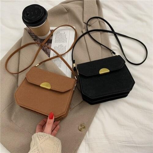 New Messenger Bag Solid Color Flap Bag Women PU Leather Crossbody Bags For Women 2021 Summer Shoulder Handbags Female Bag
