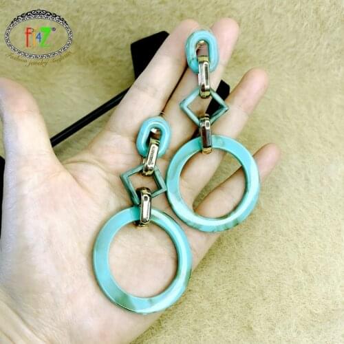 F.J4Z Trend Geometric Earrings for Women Designer Big Resin Circle Drop Earring Hyperbole Lady Party Jewelry Dropship