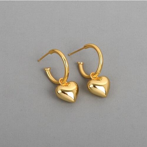 SIPENGJEL Fashion Geometric Metal Heart Earrings For Women Simple Korean Style Vintage Earrings Minimalist jewelry 2021