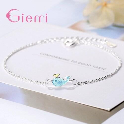Fashion Attractive Long Chain Blue Dolphin Bracelet 925 Sterling Silver For Women Girls Party Decoration Jewelry