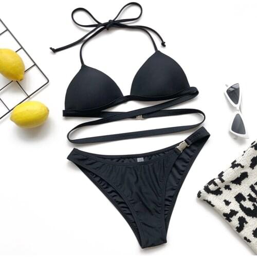 AA Womens Bikini Swimsuit Two Piece Suit Hard Cup Buckle Split Bathing Suit with Chest Pad Ladies Swim Wear Beachwear Biquini