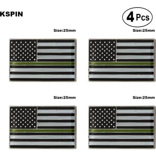 U.S.A Police Green Brooches Lapel Pin Flag badge Brooch Pins Badges 4pcs