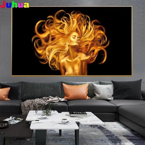 Golden Sexy Woman 5D DIY Diamond Embroidery abstract gril diamond painting Full Square/Round mosaic Cross Stitch home decor