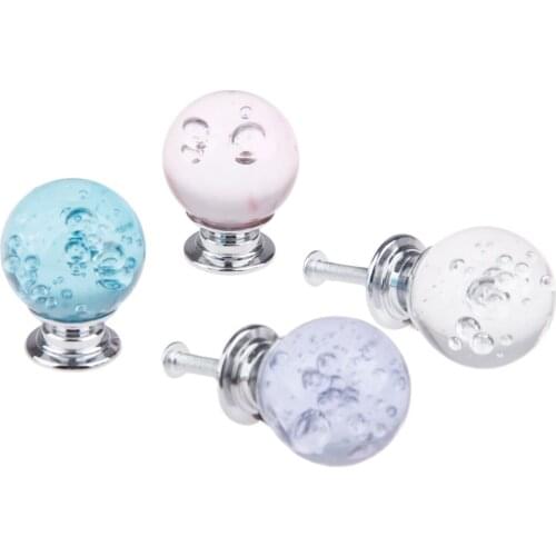 1Pc 30mm K9 Crystal Bubble Ball Door Knob Single Hole Zinc Alloy Kitchen Furniture Drawer Cupboard Dresser Cabinet Pull Handles