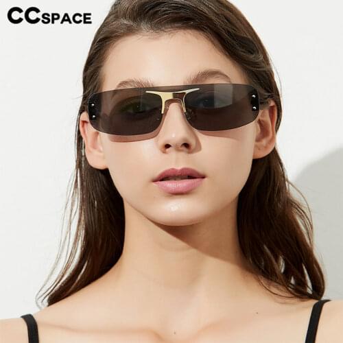 46543 One Lens Luxury Frameless Sunglasses Men Women Fashion Shades UV400 Vintage Glasses