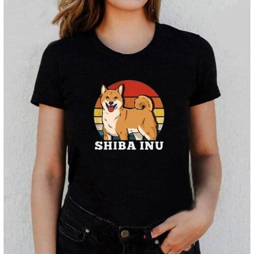 Summer Short Sleeve Tee Shirt Femme Funny Shiba Inu Cute Dog Print T Shirt Women Tops Harajuku Loose Women Tshirt Camiseta Mujer