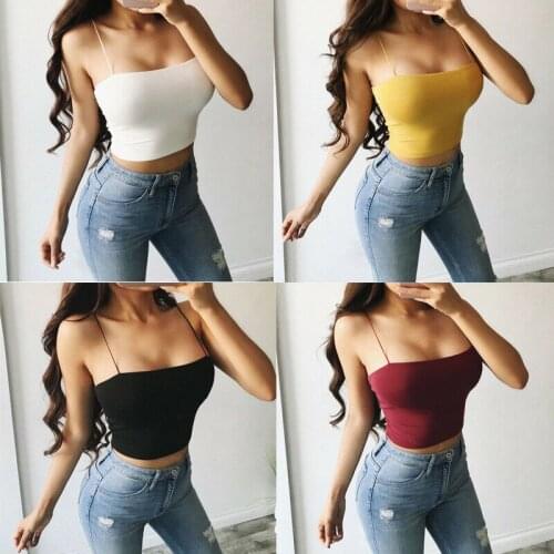 Fashion Women Hot Summer Cami Tank Tops Sleeveless Bustier Unpadded Bandeau Sling Vest Crop Top Seamless Strappy Club Street Tee