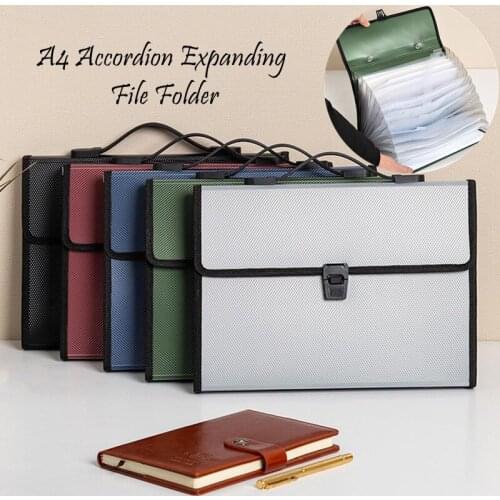 A4 Multi-layer Folder Large-capacity Accordion Expanding File Folder Tote Bag Storage Folder File Briefcase Document Organizer