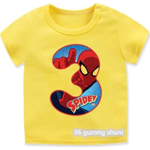 We Hero Happy Birthday Number 1-9th Cartoon T Shirt for Girls/Boys T Shirt Kids Clothes Graphic Summer Tops Wholesale Hot Sale