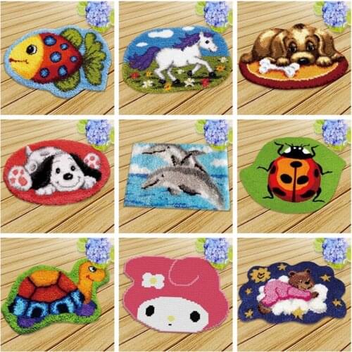 Prajna Needlework Crochet Latch Hook Rug Kit Mat Animal Series DIY Unfinished Accessories Carpet Embroidery Handmade Room Floor