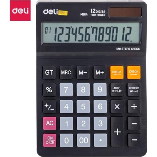 DELI EM01420 Desktop Calculator Check & correct function fashion office calculator dual power auto power off office supply