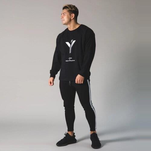 April MOMO 2021 New Fitness Tide Brand Sports Long-Sleeved T-Shirt Running Stretch Training Fitness Clothes Men