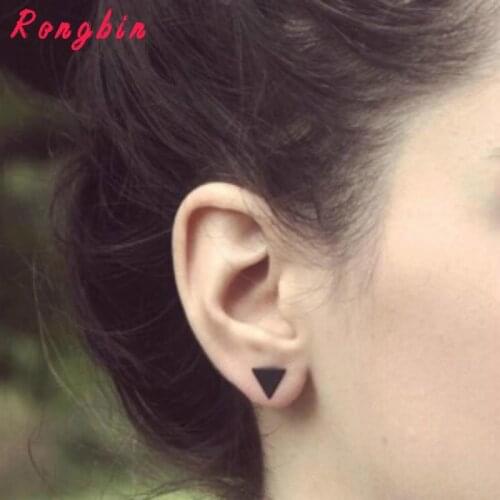 New Fashion Ladies Punk Fashion Geometric Triangle Earring Ear Stud Ear Drop Ear Bob Black Gold Silver color Brincos Gift