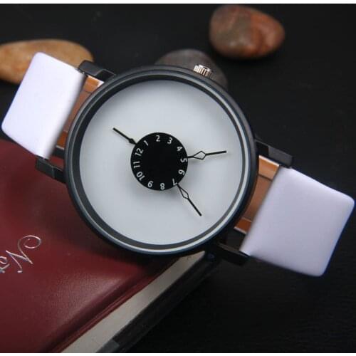 New Casual Minimalist Couple Watch Personality Dial Fashion Belt Quartz Watch Male Watch Girl Student Watch Bulk Items Wholesale