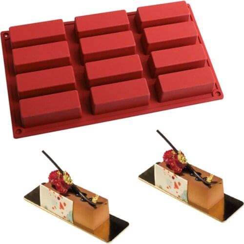 12 Cavity Rectangular silicone mousse mold dessert decoration mold rectangular baking tray Cake Tools
