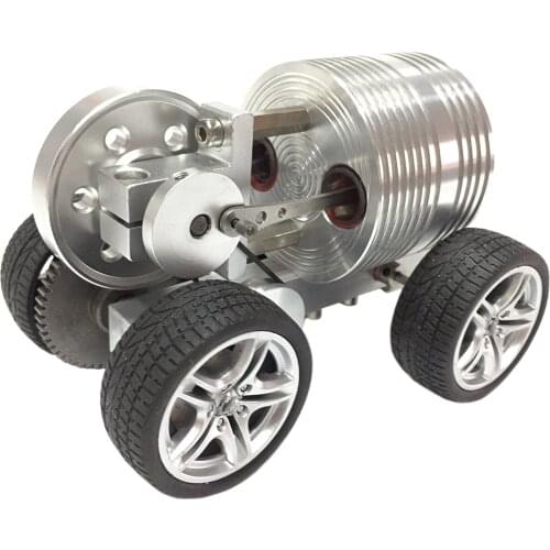 Rubber Wheel Car Stirling Engine Launchable Advanced Version Engine Model Building Kits Toy Gift