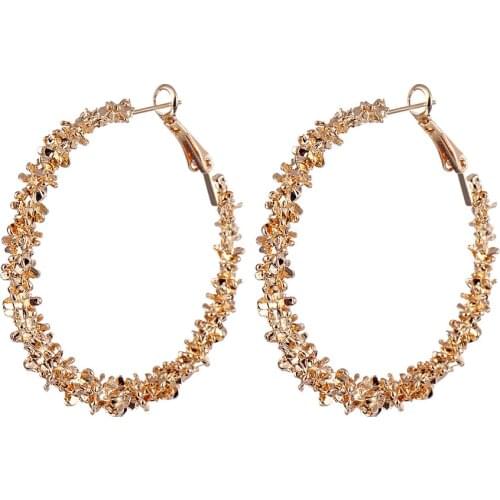 Big Circle Round Hoop Earrings for Womens Fashion Statement Golden Punk Charm Earrings Crystal from Swarovskis Party Jewelry