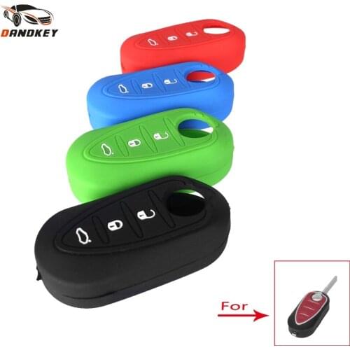 Dandkey Silicone Car key cover Case For For Alfa Romeo Mito Giulietta 159 GTA Shell Blank Fob Auto parts