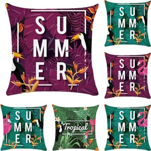 Tropical Leaf Style Lettr Summer Printed Cushion Cover polyester Pillow Case Cushion Cover for Home Sofa Car CR143