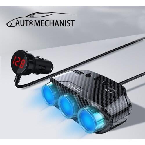 Type C USB Port 3 Way Auto Car Cigarette Lighter Socket Splitter Charger Plug Adapter DC 12V 24V Chargers For All Phone PC Ipad