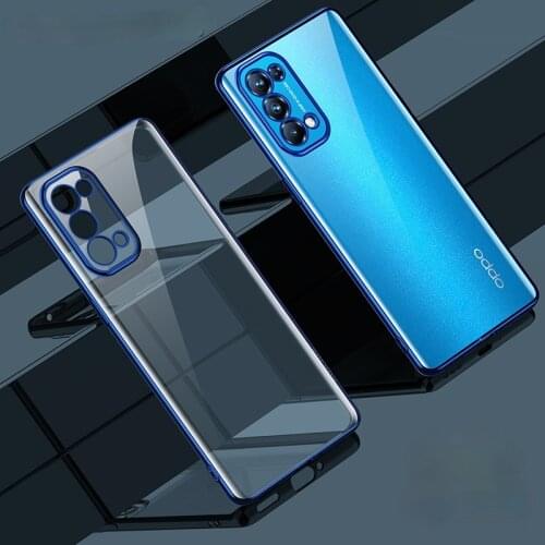 Plating Silicone Phone Case for OPPO Reno 5 Pro Plus + 5Pro Plus+ 5K 5Z Reno5 K Camera Protective Thin Back Cover Soft Clear TPU
