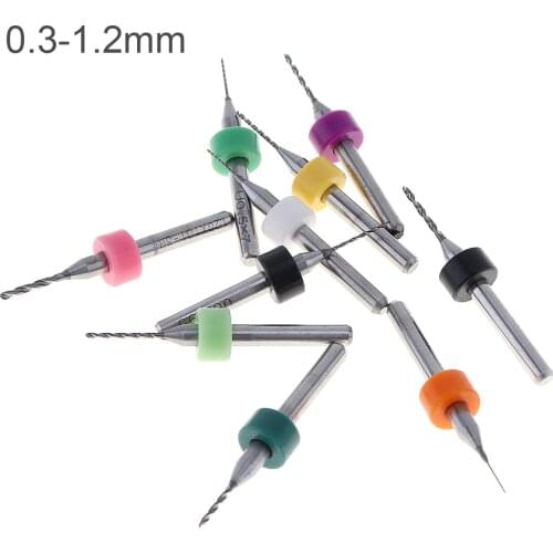 10pcs/lot 0.3mm to 1.2mm Mini PCB Drill Bits Printed Circuit Board Tungsten Carbide Engraving Tool Drill Bit Set