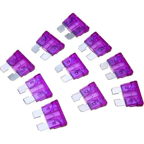 10pcs 3A Medium Standard Blade Fuse Assorted 8-32V PC + Zn Alloy Auto Truck Boat Fuse Replacement Universal