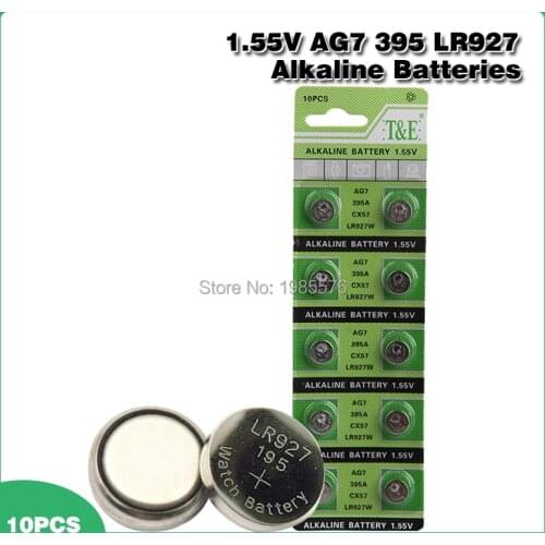 10pcs/pack Fast Selling AG7 Alkaline Batteries G7 LR57 LR927 SR927W 395 Coin Button Cell 1.55V For Watch Toys Remote