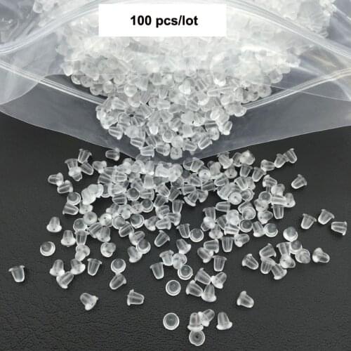 100 pcs Rocket Clear Silicone Earnuts Stud Earring Back Stoppers Accessories Ear Post Nuts Rubber DIY Jewelry Findings Plug Cap