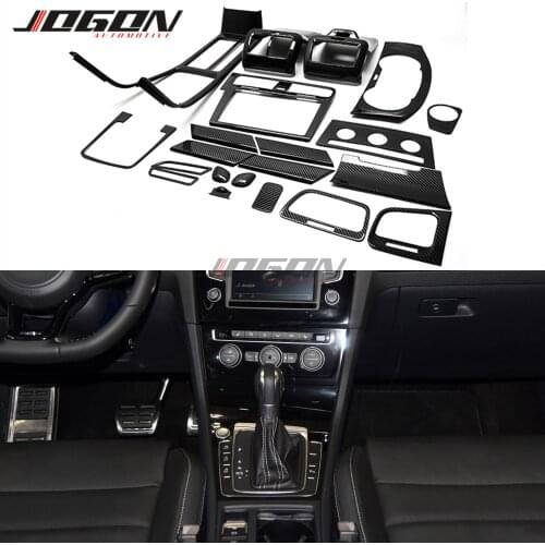 21pcs Carbon Fiber Look For VW Golf 7 MK7 7.5 GTI R GTD 2014-2018 Car Styling Interior Kits Console Gear Knob Door Panel Trim