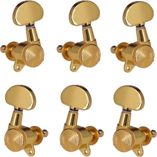 3R3L Gold Locked String Tuners Tuning Peg Key Machine Heads Semicircle Button for Acoustic Electric Guitar Lock Schaller Style