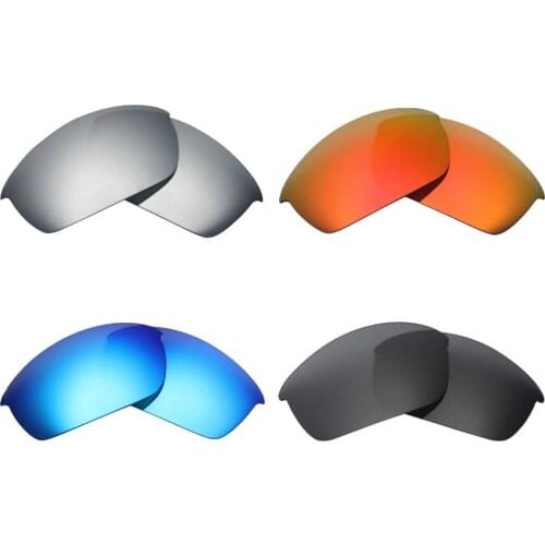 4 Pairs MRY POLARIZED Replacement Lenses for Oakley Flak Jacket Sunglasses Stealth Black & Ice Blue & Fire Red & Silver Titanium