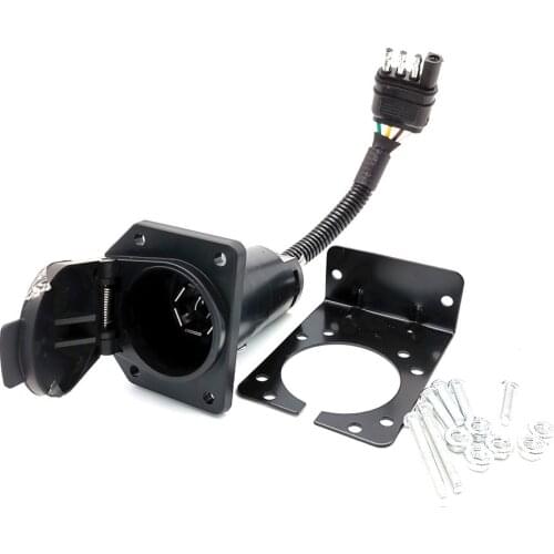 4-Way Flat to 7 Pin Trailer Plug Adapter Power Connector Bracket for RV Campers