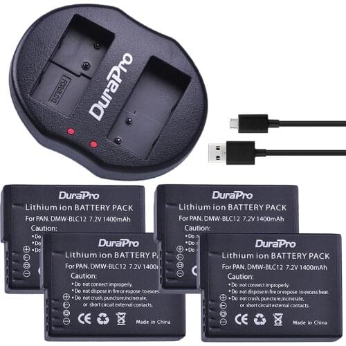 4pc 7.2V DMW-BLC12 DMW-BLC12E BLC12 BLC12PP Battery + USB Charger Set for Panasonic FZ1000 FZ200 FZ300 G5 G6 G7 GH2 BLC12 Camera