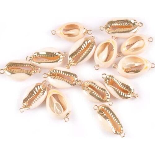 5pcs 16-20mm New Gold Plated Natural Seashells For Jewelry Connecters Shells Bracelet Pendant Home Decor DIY Accessories tr0314