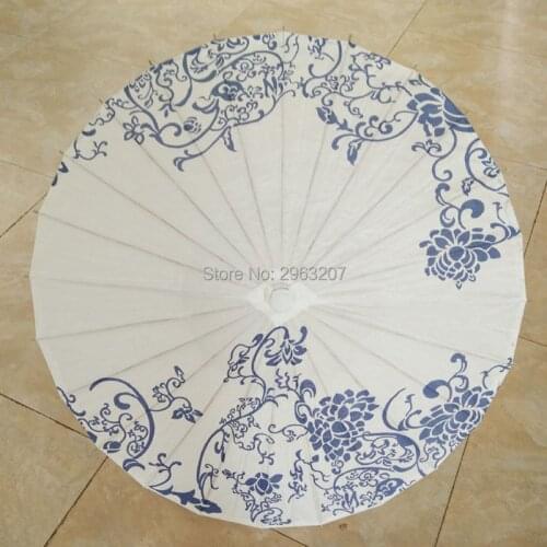 50pcs Oil Paper Umbrella Dance Decoration Props Umbrella Blue and White Porcelain Cosplay Parasol Party Hanging
