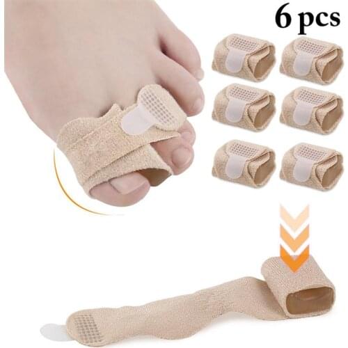 6PCS Kapmore Toe Splint Wraps Universal Reusable Toe Straightener Tape Hammer Toe Wrap Finger Brace Splint Support
