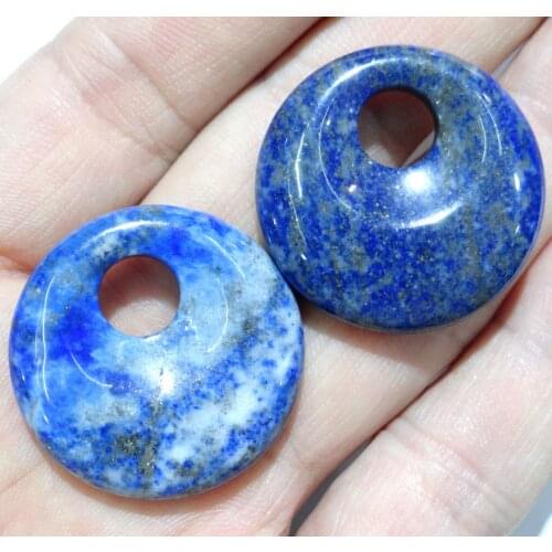 2020 hot 30mm Natural stone lazuli Quartz crystal aventurine donut charm pendant for diy jewelry making necklace men woman 8pcs