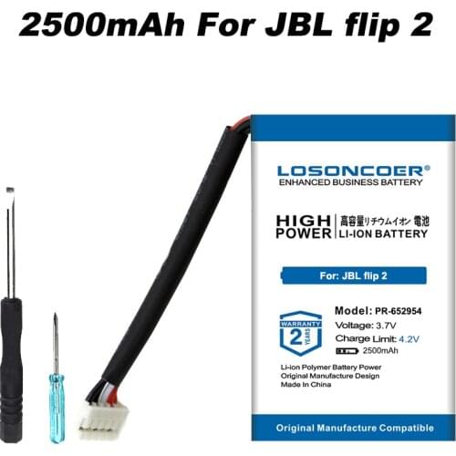LOSONCOER 2500mah Flip 2 Battery for JBL Flip 2 Flip II JN151PH13849 PR-652954 Batteries,AEC653055-2P Speaker Battery