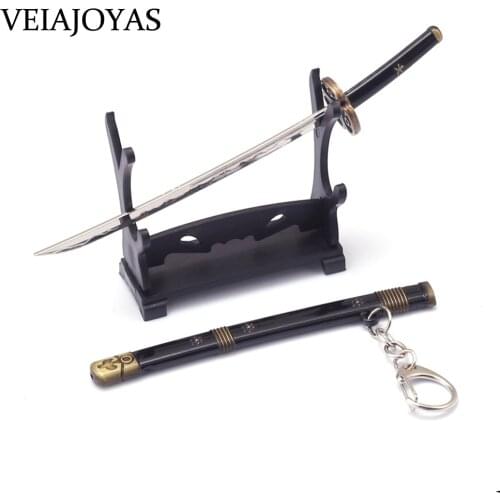 Anime One Piece Keychain 15cm Zoros Sword Weapon Alloy Charm Keychains With scabbard Bag Pendant Cosplay Jewelry Key Ring llave